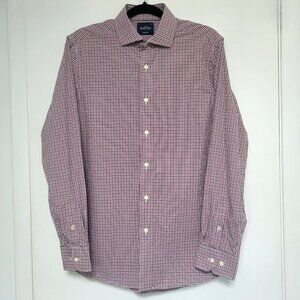 Savile Row Slim Fit Dress Shirt Red/Blue Gingham Check Size 16 34/35